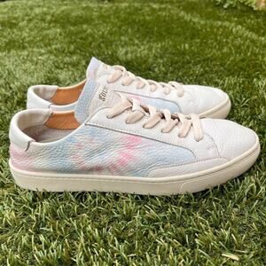Soludos Ibizia Classic Tie-Dye Low Top White Leather Two Tone Pastel Sneakers 10